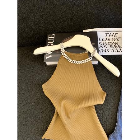 BY12442# 设计感拼接链条针织背心短款甜辣小吊带外穿夏季坎肩修身上衣 服裝批發女裝批發服飾貨源