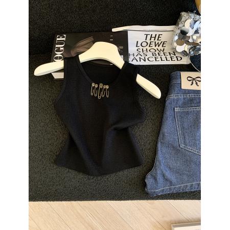 BY12445# 小背心网红外穿设计感别致小众上衣夏季款气质高级感白色吊带 服裝批發女裝批發服飾貨源