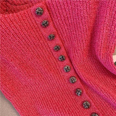 BY12447# 新款针织短袖T恤女夏季别致设计感方领露锁骨高腰短款上衣女 服裝批發女裝批發服飾貨源