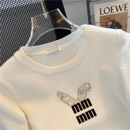 BY12448# 针织面料百搭休闲圆领套头夏季新款设计感小众短袖上衣 服裝批發女裝批發服飾貨源