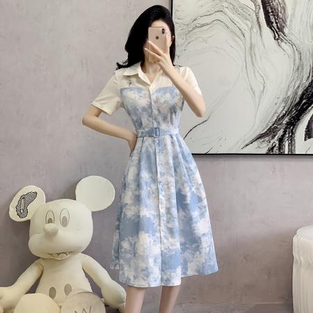 BY12455# 气质高级感小个子牛仔连衣裙夏季新款长裙法式设计感裙子女装 服裝批發女裝批發服飾貨源