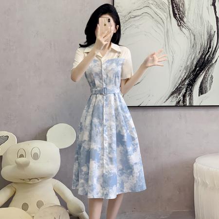 BY12455# 气质高级感小个子牛仔连衣裙夏季新款长裙法式设计感裙子女装 服裝批發女裝批發服飾貨源