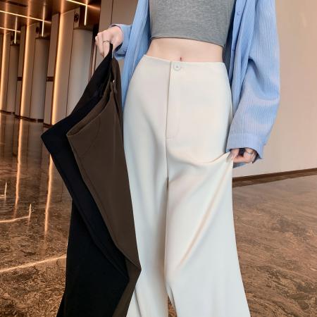 BY12477# 高级感西装微喇裤女春夏新款高腰显瘦宽松休闲百搭垂坠感阔腿裤子 服裝批發女裝批發服飾貨源