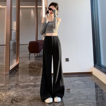BY12477# 高级感西装微喇裤女春夏新款高腰显瘦宽松休闲百搭垂坠感阔腿裤子 服裝批發女裝批發服飾貨源