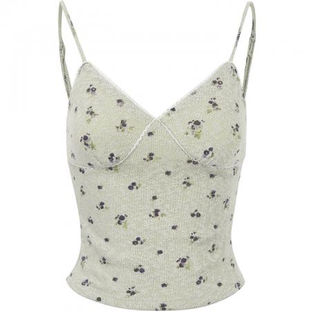 BY12517# 少女感清新长袖开衫早春新款绿色碎花吊带搭裙子绝美显瘦三件套 服裝批發女裝批發服飾貨源