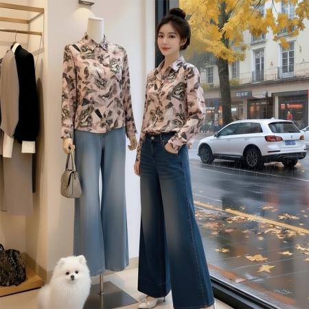 BY12536# 春季ins潮女装花衬衫港风长袖衬衣日系沙滩度假薄款 服裝批發女裝批發服飾貨源