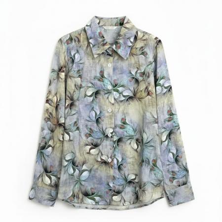 BY12537# 春季ins潮女装花衬衫港风长袖衬衣日系沙滩度假薄款 服裝批發女裝批發服飾貨源