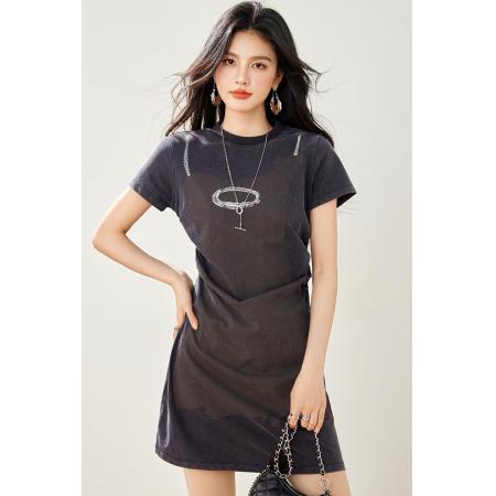 BY12543# 夏季新款印花T恤裙设计感小众短袖miu系网球连衣裙 服裝批發女裝批發服飾貨源