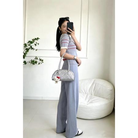 BY12545# 小香风法式高级感职业套装女休闲时尚洋气针织衫阔腿裤两件套