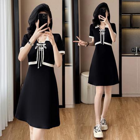 BY12553# 大码女装新款小个子假两件纯棉拼接显瘦显高连衣裙 服裝批發女裝批發服飾貨源