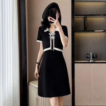 BY12553# 大码女装新款小个子假两件纯棉拼接显瘦显高连衣裙 服裝批發女裝批發服飾貨源