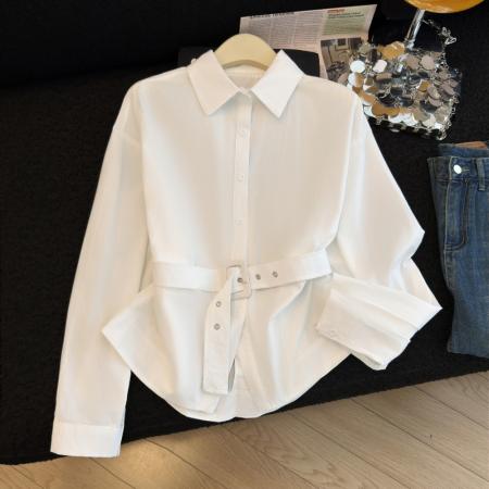 BY12568# 法式气质polo领宽松衬衫女春季新款通勤百搭衬衣开衫上衣 服裝批發女裝批發服飾貨源