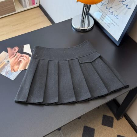 BY12583# 学院风灰色百褶半身裙女春新款亮片气质减龄显瘦A字短裙 服裝批發女裝批發服飾貨源