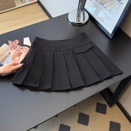 BY12583# 学院风灰色百褶半身裙女春新款亮片气质减龄显瘦A字短裙 服裝批發女裝批發服飾貨源