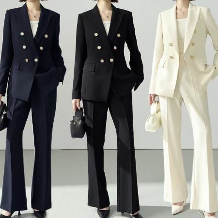 BY12586# 白色西服套装女春秋新款西装气质女神范ol白领职业正装面试工作服 服裝批發女裝批發服飾貨源