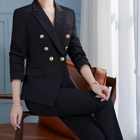 BY12586# 白色西服套装女春秋新款西装气质女神范ol白领职业正装面试工作服 服裝批發女裝批發服飾貨源