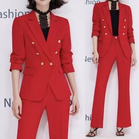 BY12586# 白色西服套装女春秋新款西装气质女神范ol白领职业正装面试工作服 服裝批發女裝批發服飾貨源