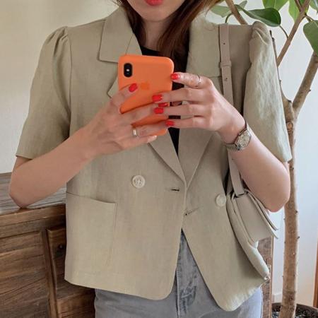 BY12587# 韩风chic大码西装外套翻领宽松泡泡袖短款西服上衣 服裝批發女裝批發服飾貨源