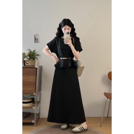 大码女装胖mm夏季法式一字领荷...