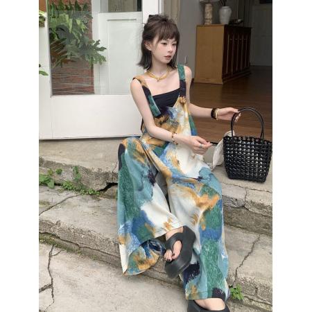 多巴胺宽松休闲波西米亚背带裤女夏季新款韩版吊带连体阔腿裤 服裝批發女裝批發服飾貨源