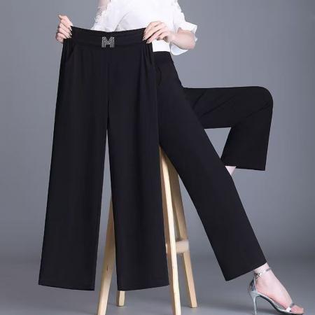 休闲直筒裤女夏季薄款胖mm阔腿...