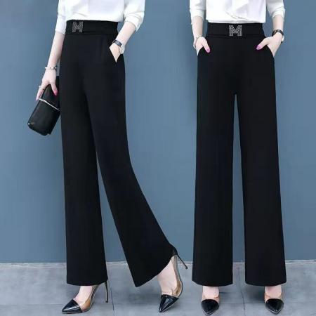 休闲直筒裤女夏季薄款胖mm阔腿裤高腰九分裤子女大码遮肉显瘦透气 服裝批發女裝批發服飾貨源