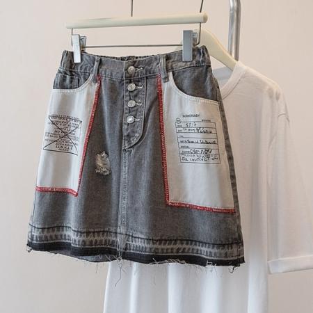 大码牛仔半身裙春夏新款显瘦洋气A字裙高腰半身裙子 服裝批發女裝批發服飾貨源