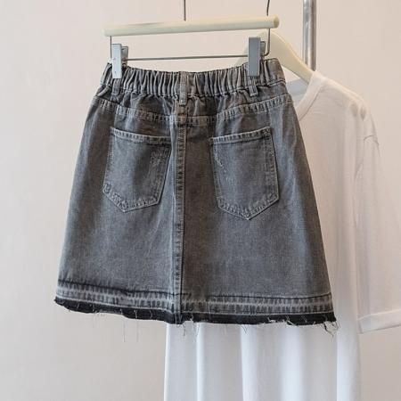 大码牛仔半身裙春夏新款显瘦洋气A字裙高腰半身裙子 服裝批發女裝批發服飾貨源