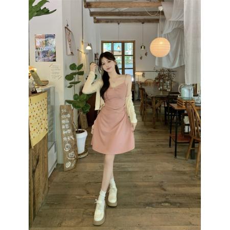 BY12653# 大码胖MM新款防晒衫+时尚气质修身显瘦法式吊带连衣裙套装 服裝批發女裝批發服飾貨源