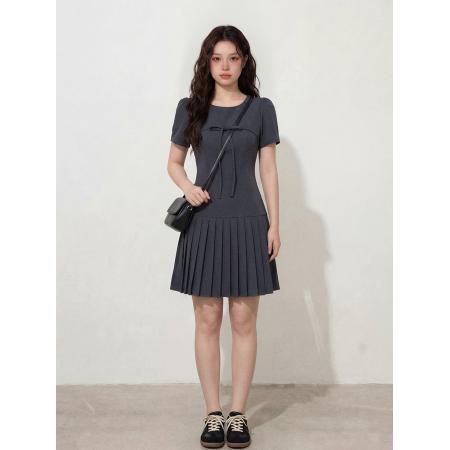 BY12654# 大码女装夏季Miu系小香风蝴蝶结高级感收腰连衣裙胖MM藏肉 服裝批發女裝批發服飾貨源