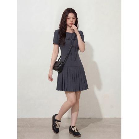 BY12654# 大码女装夏季Miu系小香风蝴蝶结高级感收腰连衣裙胖MM藏肉 服裝批發女裝批發服飾貨源