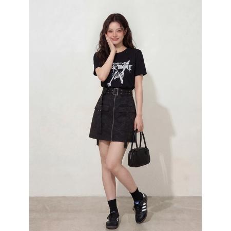 BY12655# ～大码女装野性因子假两件套装美式复古拼接显瘦连衣裙胖MM女 服裝批發女裝批發服飾貨源