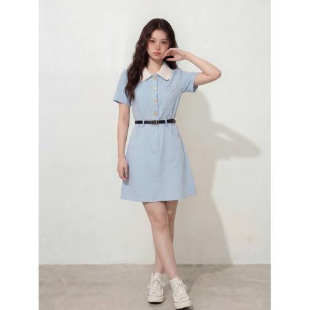 BY12656# 大码女装夏季新款韩版百搭中长款显瘦娃娃领胖MM薄款连衣裙 服裝批發女裝批發服飾貨源