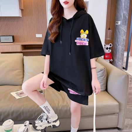 BY12668# 夏季100棉t恤短裤大码女装两件套短袖套装女 服裝批發女裝批發服飾貨源