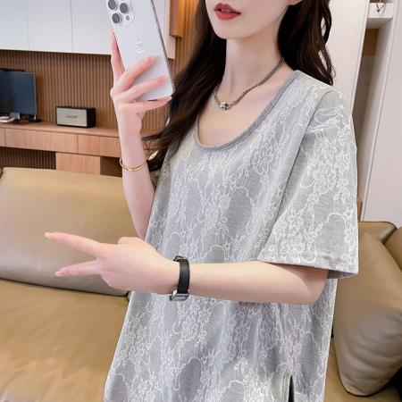 BY12669# 夏季原版面料100棉遮肚子百搭v领短袖t恤女 服裝批發女裝批發服飾貨源