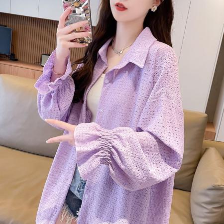 BY12671# 夏季镂空设计感大码胖mm外套防晒衣女 服裝批發女裝批發服飾貨源