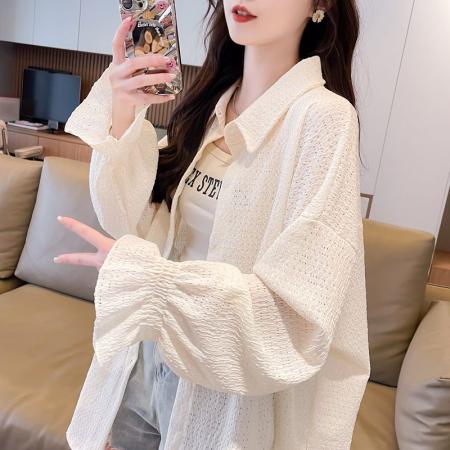 BY12671# 夏季镂空设计感大码胖mm外套防晒衣女 服裝批發女裝批發服飾貨源