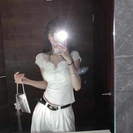 BY12682# 莫代尔面料蝴蝶结上衣一字肩 服裝批發女裝批發服飾貨源