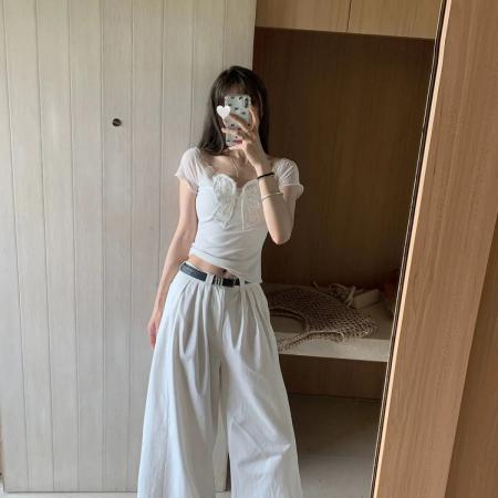 BY12682# 莫代尔面料蝴蝶结上衣一字肩 服裝批發女裝批發服飾貨源