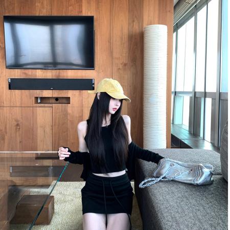 BY12688# 早春套装白色针织开衫内搭修身背心女抽绳短裙 服裝批發女裝批發服飾貨源