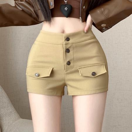 夏新款高腰短裤女弹力显瘦小个子辣妹包臀紧身超短热裤 服裝批發女裝批發服飾貨源