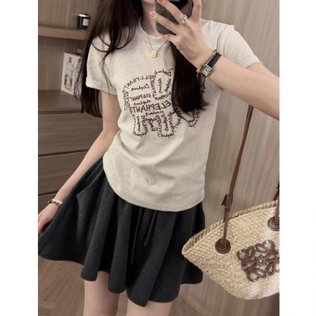 BY12702# 超火小象刺绣T恤女夏季短袖新款宽松圆领上衣洋气设计感体恤 服裝批發女裝批發服飾貨源