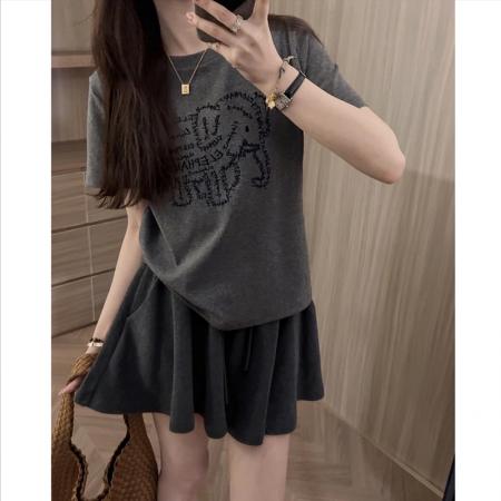 BY12702# 超火小象刺绣T恤女夏季短袖新款宽松圆领上衣洋气设计感体恤 服裝批發女裝批發服飾貨源