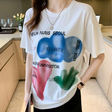 设计感小众短袖t恤chi港风女夏宽松中长款百搭开衩纯棉半袖 服裝批發女裝批發服飾貨源