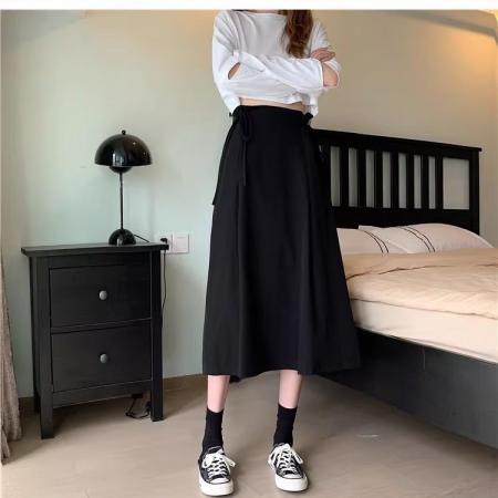 灰色半身裙巨好看的女中长小众小个子裙子a字春季轻熟通勤长裙夏 服裝批發女裝批發服飾貨源