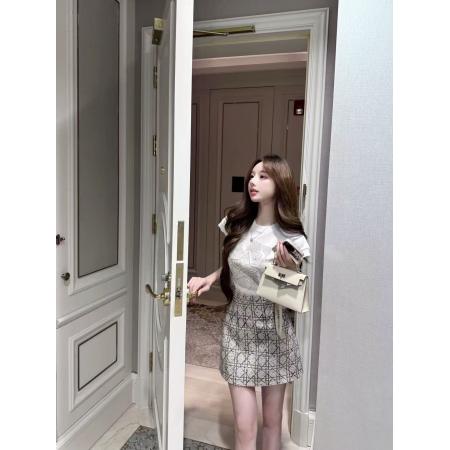 繁花星络D家重工刺绣针织修身短款名媛千金风短袖上衣女 服裝批發女裝批發服飾貨源