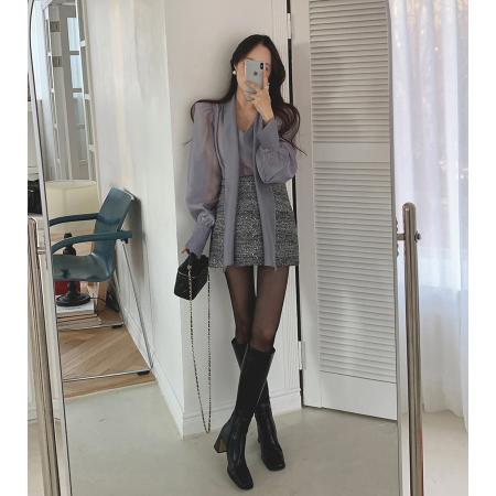 BY12727# 韩国chic早春气质V领飘带百搭上衣 服裝批發女裝批發服飾貨源