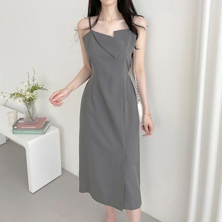 韩国chic气质法式系带百搭吊带连衣裙 服裝批發女裝批發服飾貨源