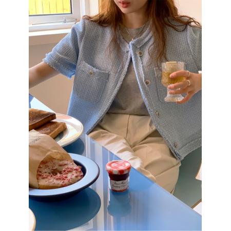 BY12736# 韩国chic粗纺短款开衫外套 服裝批發女裝批發服飾貨源