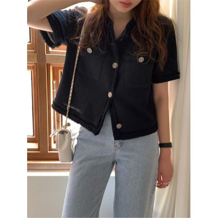 BY12736# 韩国chic粗纺短款开衫外套 服裝批發女裝批發服飾貨源